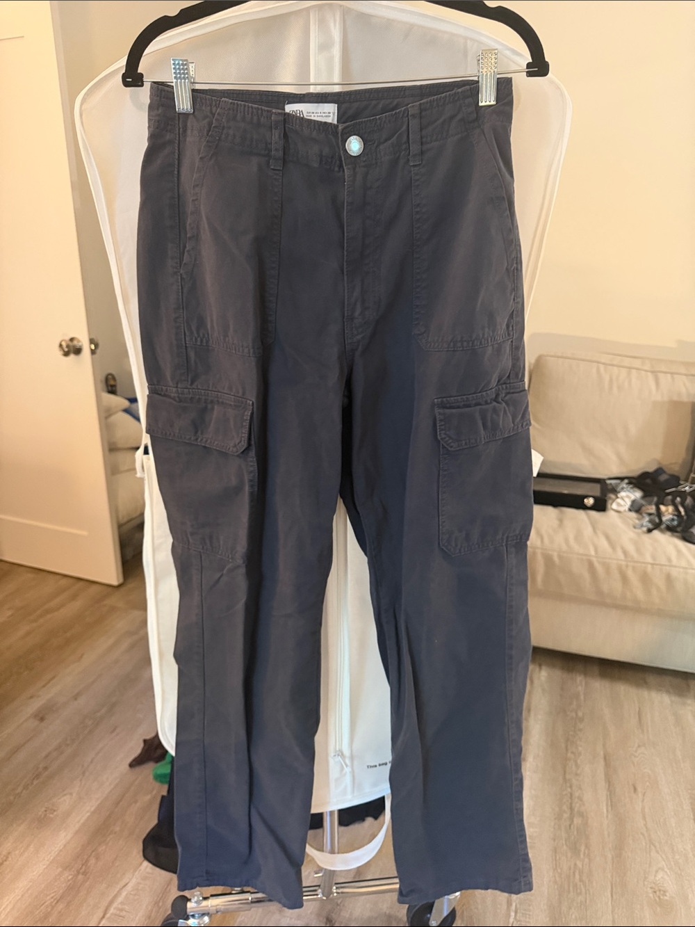 Zara Women's Cargo Pants in Dark Gray